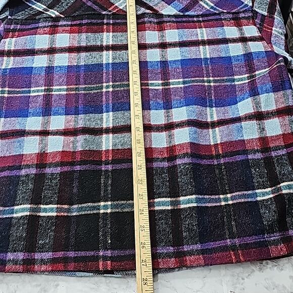 NWT Womens Sz M Shacket Blue and Red Plaid Pockets Wool Blend Jade and Ivory - Picture 10 of 13